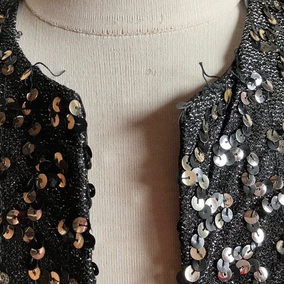 1980s Black & Gold Sequined Jacket 38 Bust - Picture 4 of 9
